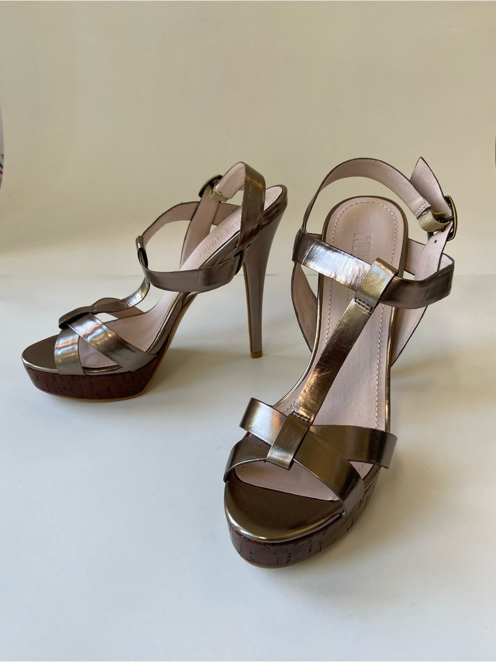 NWT Platform High Heel Sandals in Metallic Bronze